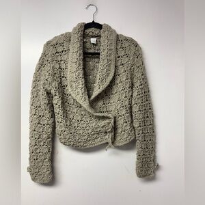 Phosphorus Chunky Crochet Cardigan Sweater Large Boho Cottagecore Shawl Collar